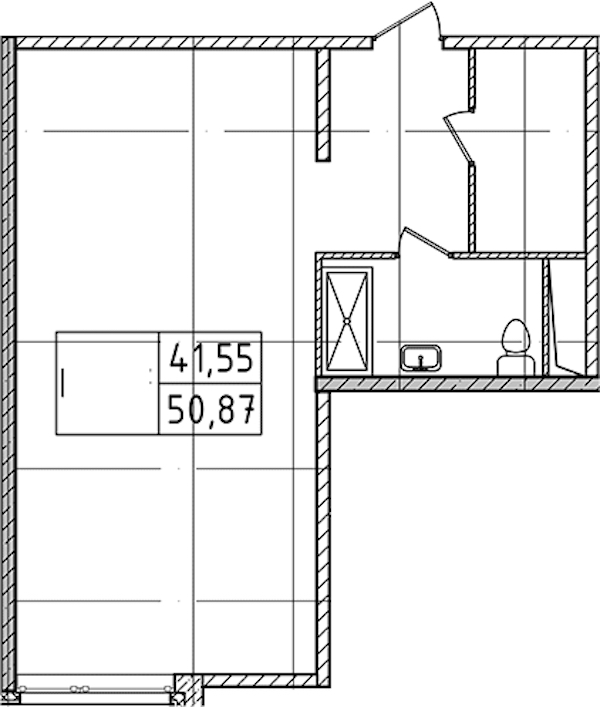 Квартира студия 50.87 м², 14/14 эт., Комплекс апартаментов «Ladozhsky Avenir»